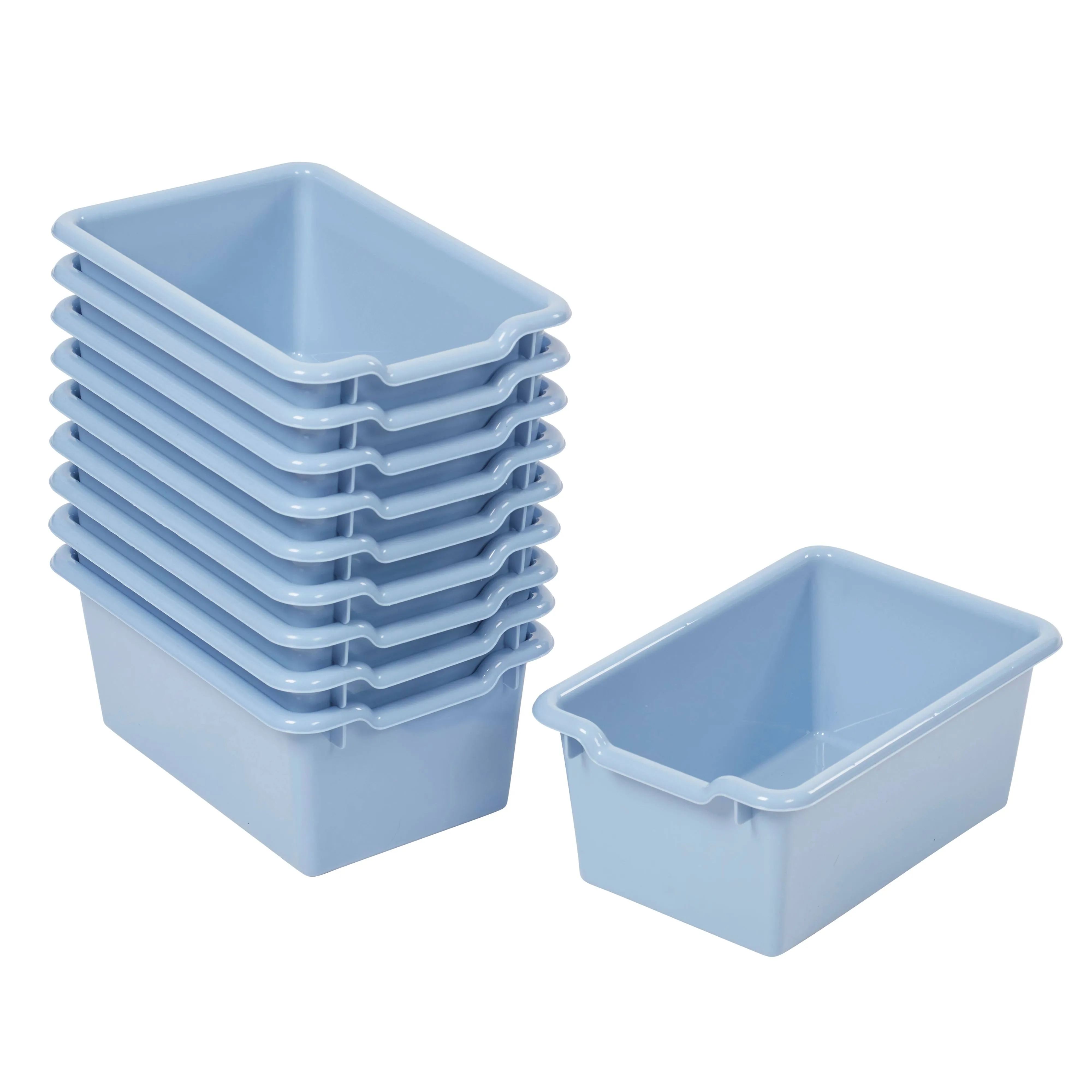 Scoop Front Storage Bins, Multipurpose Organization, Powder Blue, 10-Piece