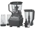 Ninja BL770 Mega Kitchen System, 1500W, 4 Functions for Smoothies, Processing, Dough, Drinks & More, with 72-oz.* Blender Pitcher, 64-oz. Processor Bowl, (2) 16-oz. To-Go Cups & (2) Lids, Black