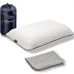 alkamto Travel & Camping Comfortable Memory Foam Pillow with Extra Cotton Cover Easy to Carry Portable Bag (White)