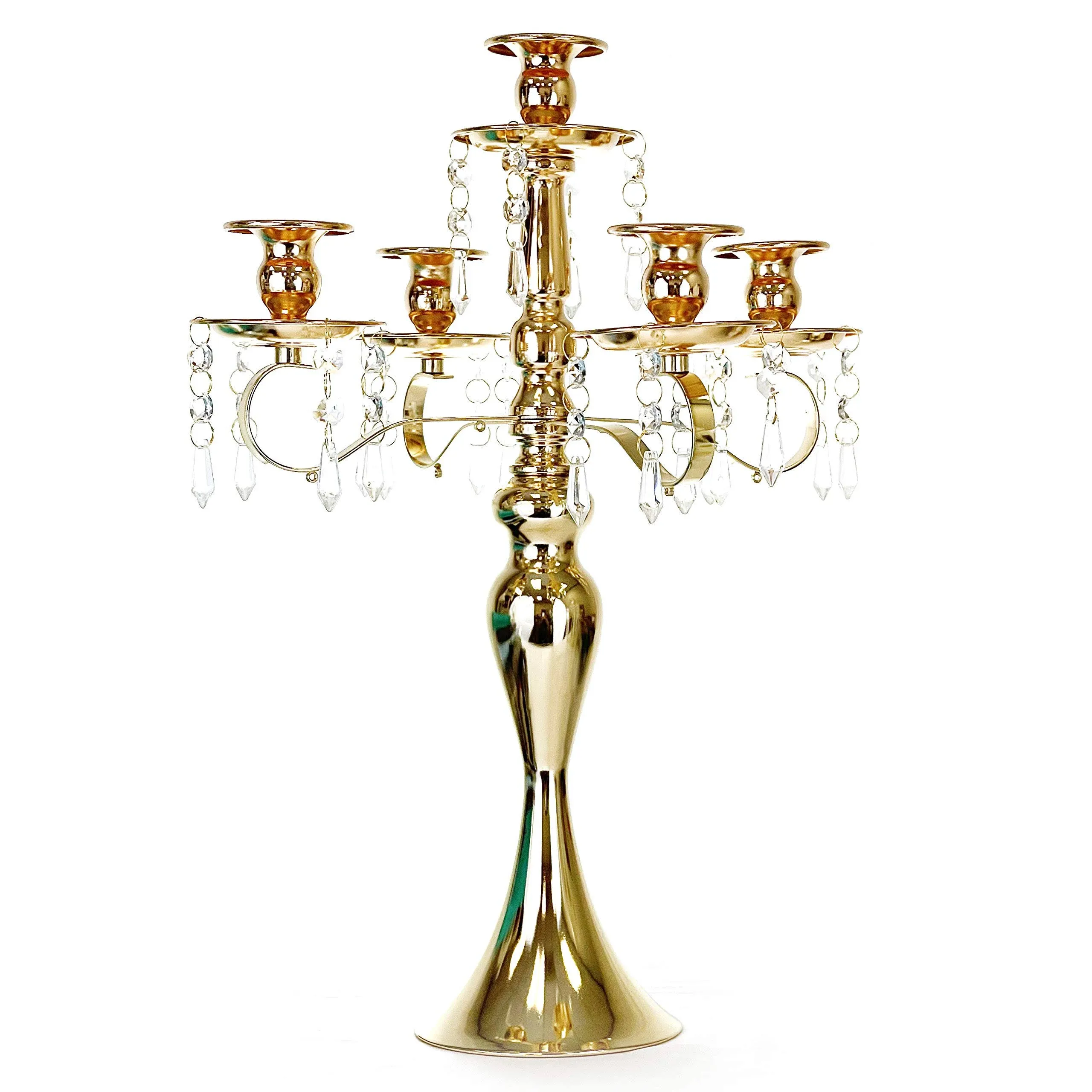 Allgala 18" 5-Arm Gold Plated Taper Candle Holder Candlestick Candelabra