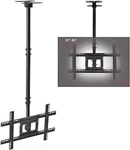 Ceiling TV Mount Bracket, Fits 32"-65" Flat Screen TVs, Adjustable Height Bracket, up to 150Lbs, VESA 800x300mm, Black