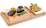 Artestia Steak Lava Stone Table Grill for Meat with Bamboo Stand, Smokeless BBQ Grill Outdoor with Fast Heating Natural Lava Coo