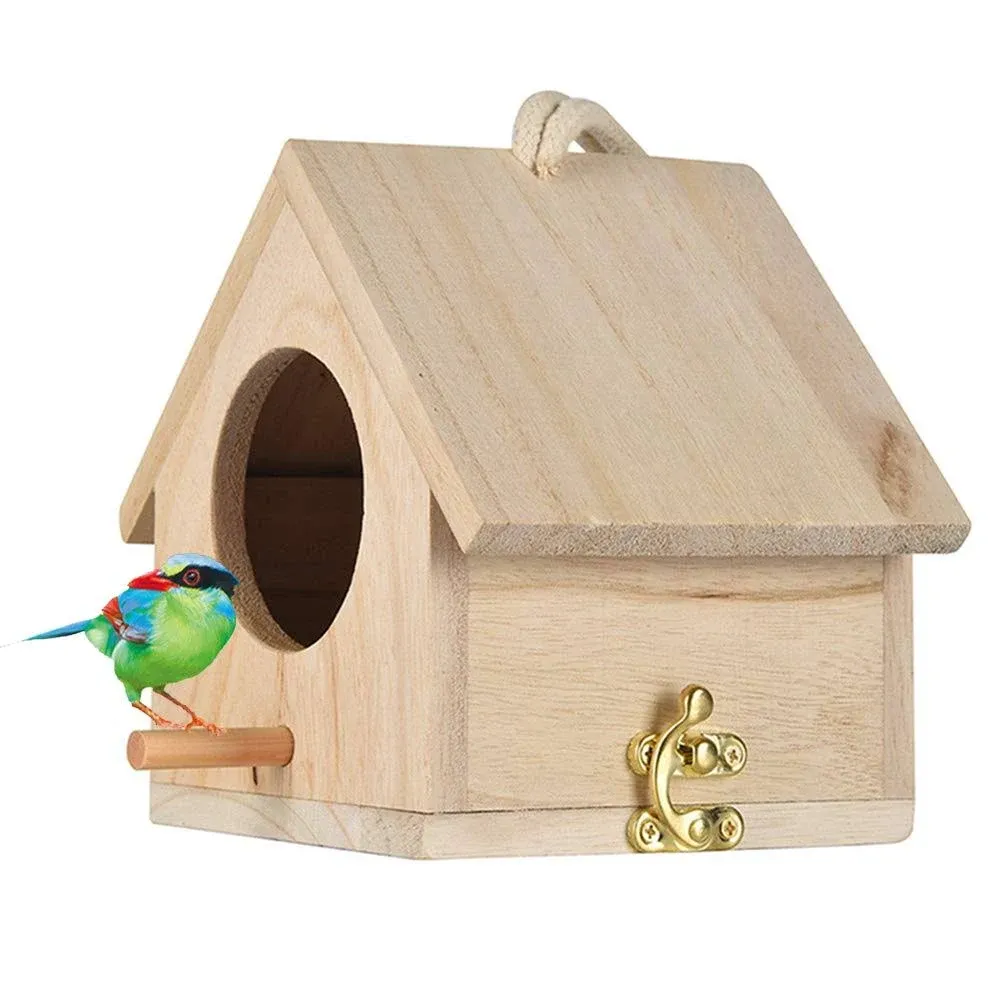 Tfwadmx Wooden Bird House, Hanging Birdhouse for Outside, Garden Patio Decorative Nest Box Bird House for Robin Budgie Swallow Little Sparrow Finch Throstle or Medium Size Birds