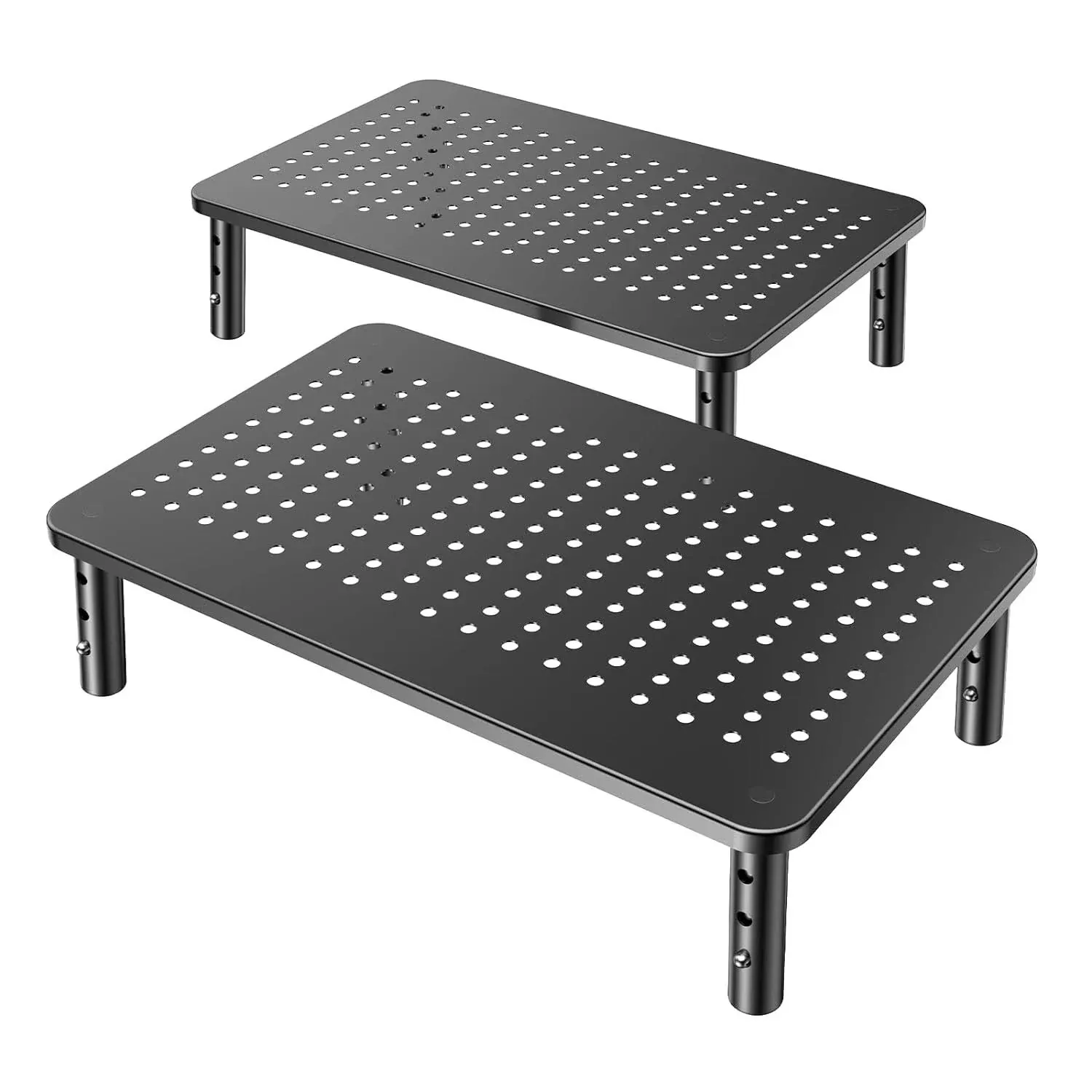 HUANUO Monitor Stand, 2 Pack, Riser, 2 Stand Height Black 