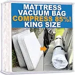 Mattress Vacuum Bag For Moving, Vacuum Seal Mattress Bag for Memory Foam or Inner Spring Mattresses, Compression and Storage for Returns, Leakproof Valve and Double Zip Seal (King)