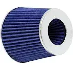 K&N Universal Air Filter Chrome Round Tapered Blue - 4in Flange ID x 1.125in Flange Length x 5.5in H