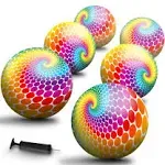 New Bounce Bouncy Balls for Kids - Playground Balls - Set of 6 Balls with Pump - 8.5" Ball for Children, Toddlers and Pets