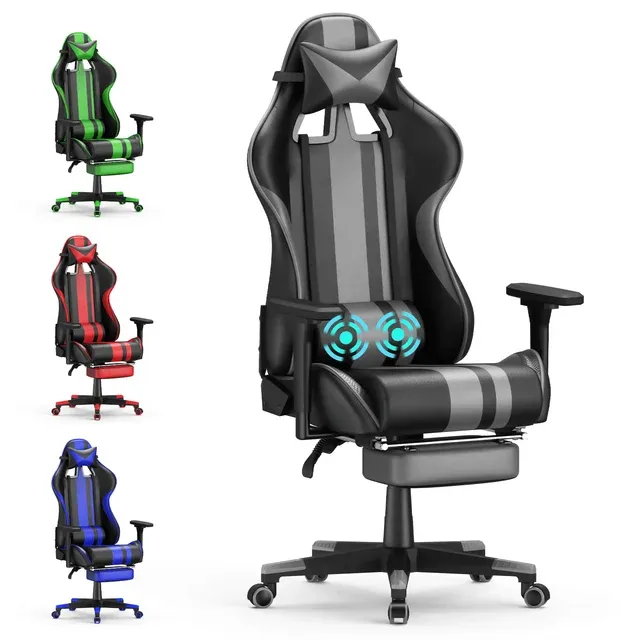 Soontrans Gaming Chair with Footrest Ergonomic Massage Gaming Adults Office