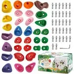 TOPNEW 32 Rock Climbing Holds Multi Size for Kids, Adult Rock Wall Holds Climbing Rock Wall Grips for Indoor and Outdoor Playground Play Set