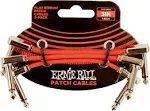 Ernie Ball Flat Ribbon Patch Cables, 3-Pack 3 in. Red