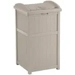 Suncast 30-33 Gallon Deck Patio Resin Garbage Trash Can Hideaway, Taupe (4 Pack)