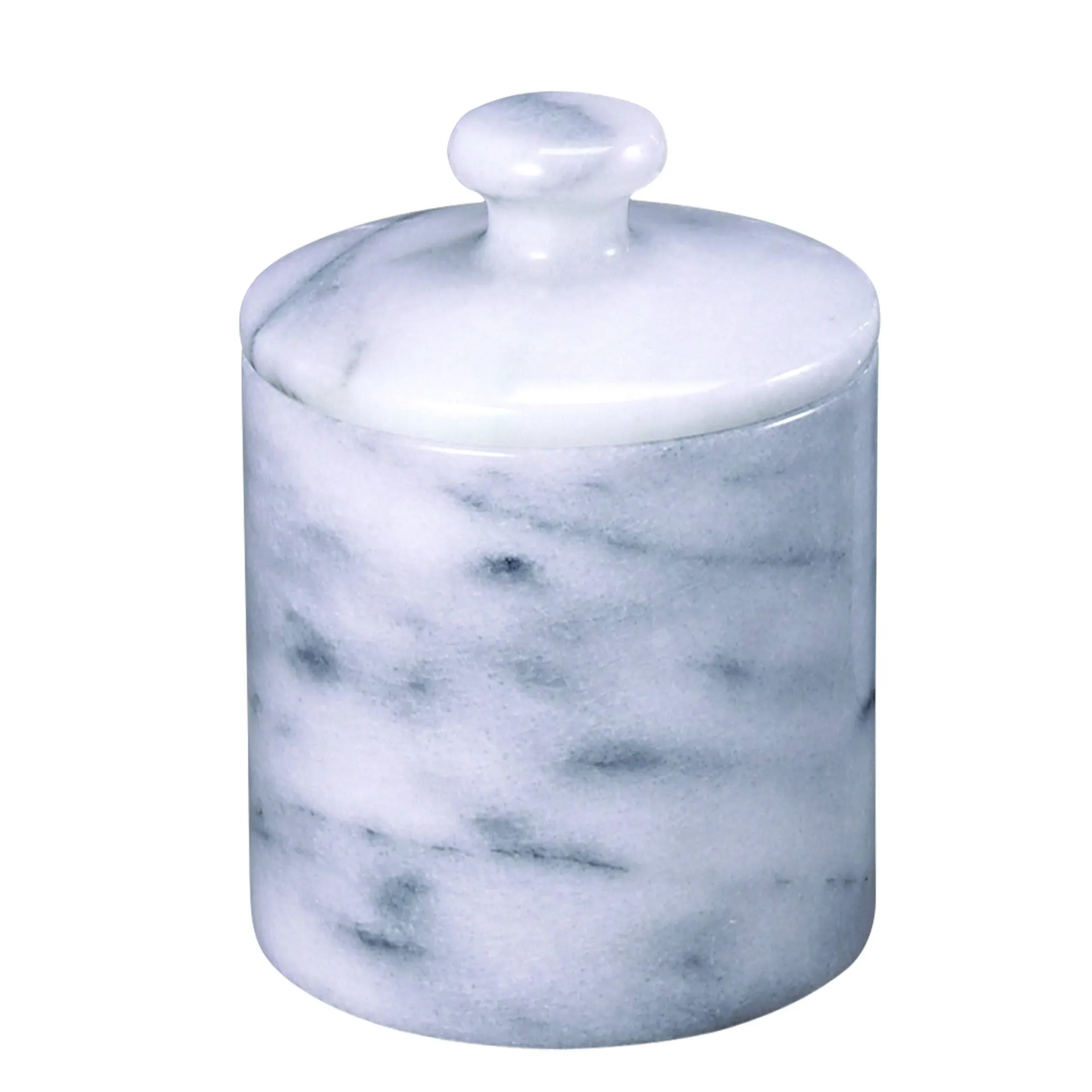 Creative Home Natural Marble SPA Collection Cotton Ball Swab Holder Bathroom Countertop Storage Jar Container Organizer, Off-White (color may vary)