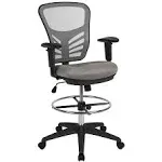 Flash Furniture Contemporary Mid Back Mesh Drafting Stool in Gray and Black