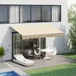 Outsunny 10' x 8' Manual Retractable Awning Sun Shade Shelter for Patio Deck Yard UV Protection and Easy Crank Opening Red