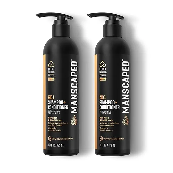 MANSCAPED® 2 In 1 Shampoo & Conditioner, UltraPremium Formula Infused with Sea Kelp, Coconut Water, Aloe for Nourishing and Hydrating Hair (16 oz)