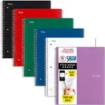 Five Star Spiral Notebooks + Study App, 6 Pack, 5 Subject, College Ruled Paper, Fights Ink Bleed, Water Resistant Cover, 8-1/2" x 11", 200 Sheets, Black, Red, Green, Blue, White, Purple (73793)