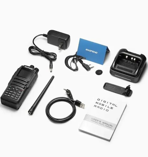 Baofeng DM-1701 Dual Band Dual Time Slot DMR/Analog Two Way Radio, 3,000 Channels Amateur Radio/Free Programming Cable, Charger and PTT Earpiece, Support OpenGD77