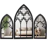 BULICADO Gothic Mirrors Wall Decor - 3 Piece Set 15.8 inch Gothic Furniture Cathedral Mirrors - Halloween Decor for Bathroom and Kitchen - Goth