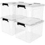 40Qt*6 Plastic Storage Bins, Lidded Tote Storage Box with Handle, Stackable, Clear, 40Quart, 6 Pack