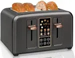 Toaster 4 Slice, Stainless Toaster LCD Display, Touch Buttons, 6 Bread Selection