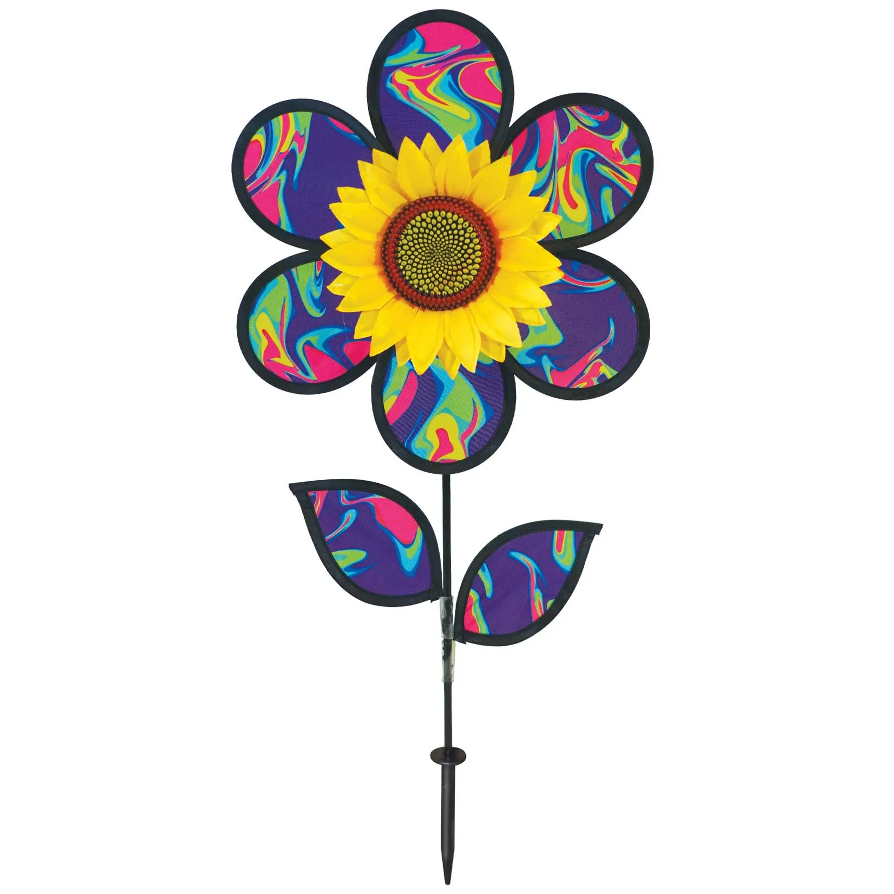 in The Breeze 2645 inch Psychedlic Leaves Sunflower Spinner, 12" Blue Psychedelic