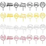 Acrylic Happy Birthday Cake Topper Birthday Cupcake Topper Cake Pick Decorations for Birthday Party Cake Desserts Pastries 4 Colors 7 Styles