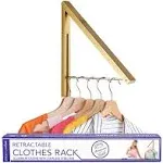 Stock Your Home Single Foldable Clothing Rack, Wall-Mounted Retractable Clothes Hanger for Laundry Dryer Room, Hanging Drying Rod, Small Collapsible