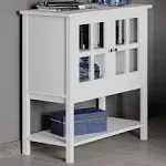 White Console Table with Open Shelf Glass Storage Cabinet for Home Organizing