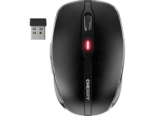 CHERRY MW 8C ADVANCED Rechargeable Wireless Mouse - Laser - Wireless - Bluetooth - 2.40 GHz - Yes - Black - USB - 3200 dpi - Scroll Wheel - 6 Button(s) - Symmetrical