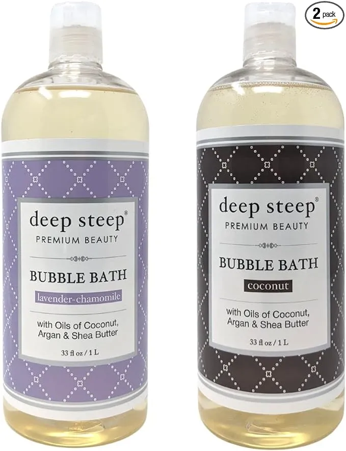 Deep Steep Classic Bubble Bath Lathering Lavender Chamomile and Coconut Variety Bundle Pack of 2, 33.8 Ounce (Pack of 2)