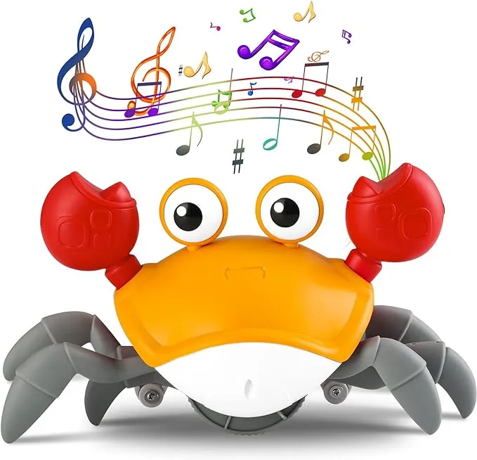 Crawling Crab Baby Toy Infant: Tummy Time Toys for Babies 3 6 9 12 18 24 36 Months, Walking Dancing Sensing Crab for Toddler 1 2 3 4 Year Old, 1st Music Birthday Gifts for Boys Girls