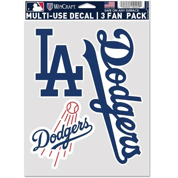 Los Angeles Dodgers Multi Use Fan 3 Pack Decal Set NEW MLB Sticker Emblem Car