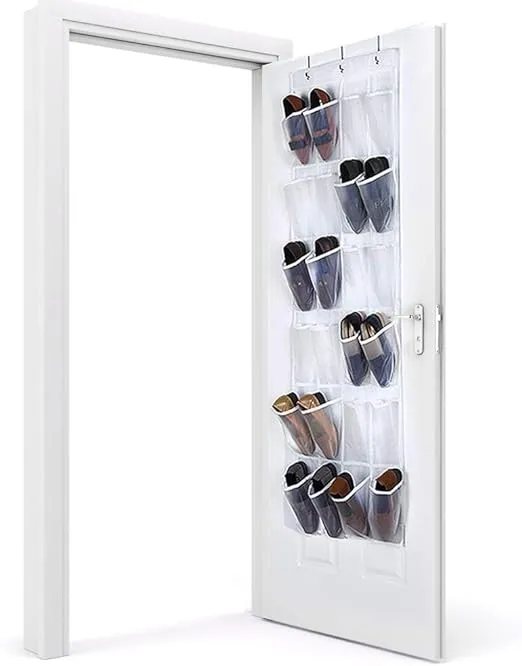 Over the Door Shoe Organizer [White/Clear]