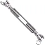 Stainless Steel 3/8 Inch M10 Jaw & Jaw Turnbuckle 1200 lbs Load for Wire Rope Cable Tension