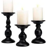 3pcs Pillar Candle Holder, Elegant Candlestick Holder Romantic Candle Black