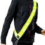 NordicFlows LED Reflective Sash, Rechargeable LED Reflective Lighted Vest for Walking in The Dark, Night Dog Walking Gear, Fluorescent Yellow Reflect