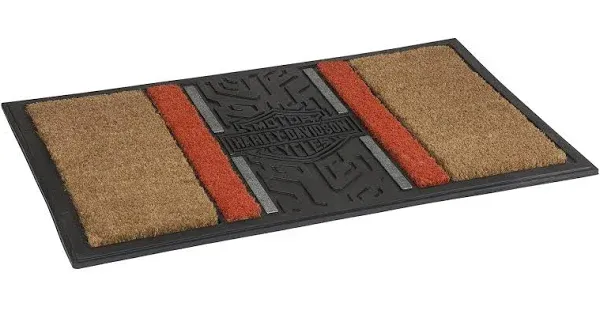 Harley-Davidson Bar & Shield Tire Tread Non-Slip Rubber & Coir Entry Mat - Black