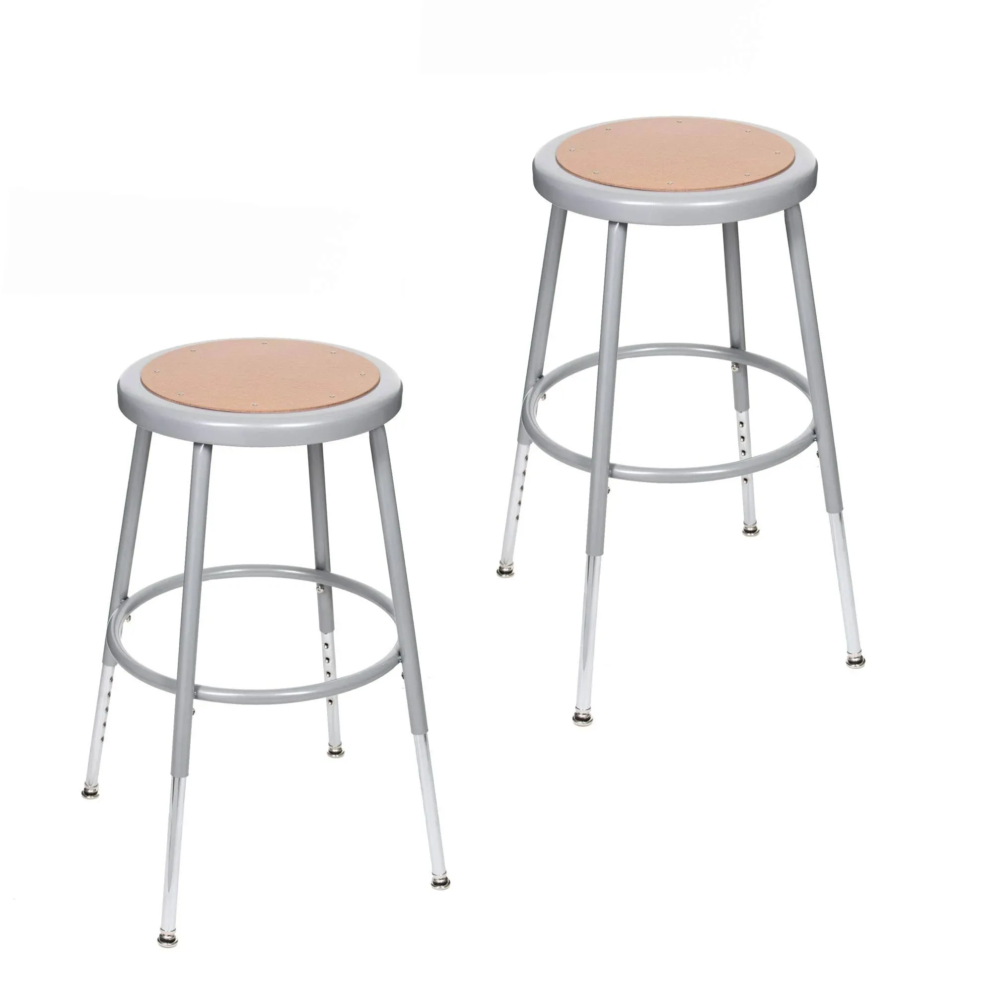 OEF Furnishings (2 Pack) Height Adjustable Grey Shop Stool, 18-27&quot; High