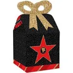 Red Carpet Hollywood - Square Favor Gift Boxes - Movie Night Party Bow Boxes - Set of 12