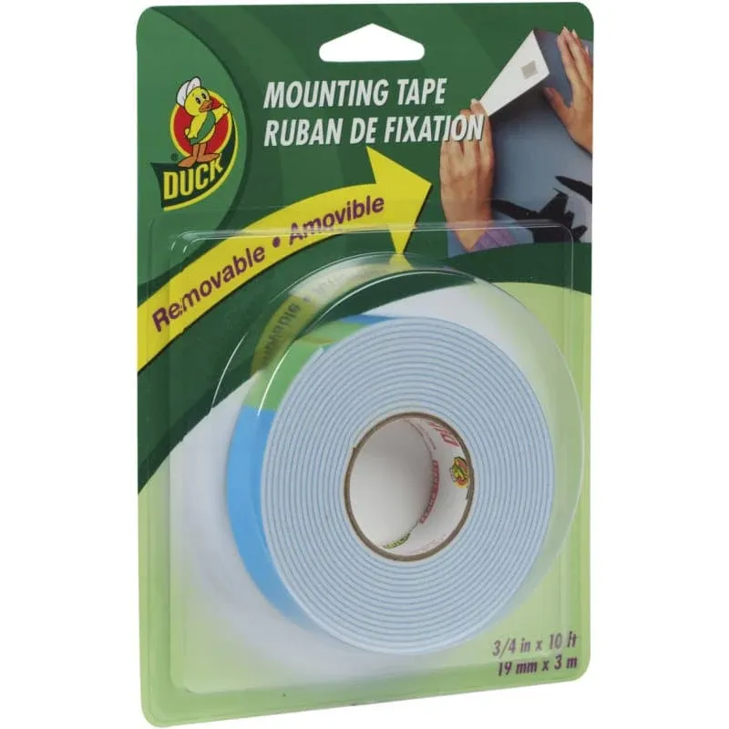 Duck Brand Removable Foam Mounting Tape, 3 in x 10ft, Single Roll, White (1098147)