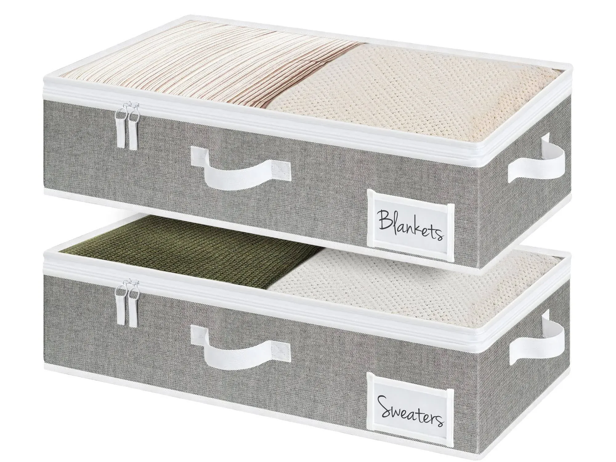 StorageWorks Underbed Storage Box With Zippers, Underbed Storage Clothes