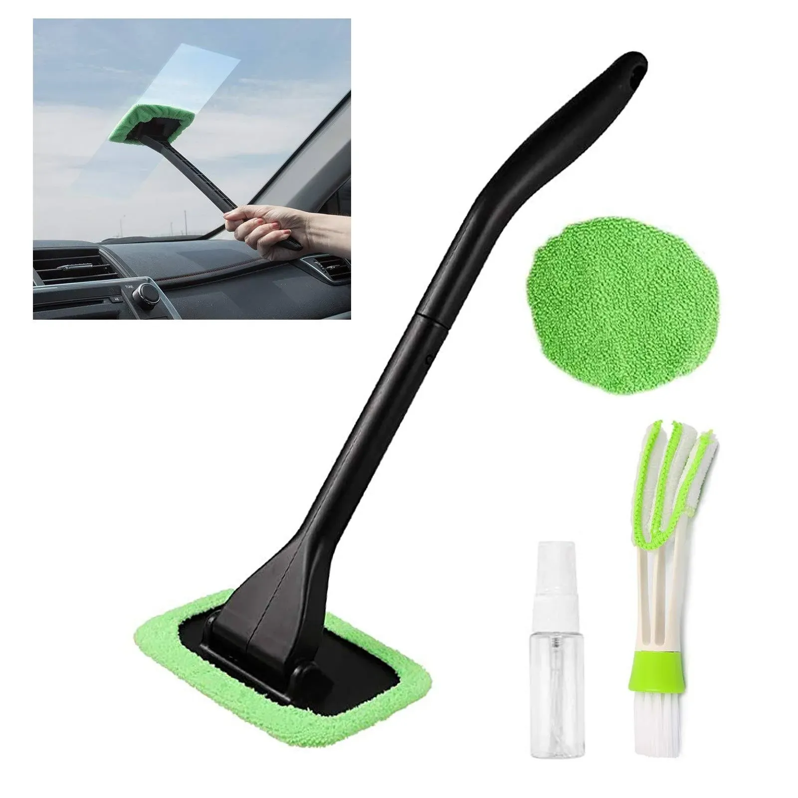 XINXIYAN Car Window Cleaner,Windshield Cleaning Tool Inside 19 inch (Green-Rectangle)