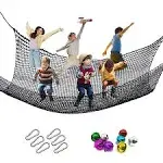 Tongmo Climbing Cargo Net 6.5' x 9.8' Double Layers Playground Safety Net Kids Backyard Climbing Net used for Treehouse Accessories...with Storage