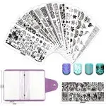 BeautyLeader 20 Pcs Nail Stamp Plates Set 15 Nail Art Plate 2 Stamper 2Scraper 1storage Bag Nails Art Stamping Plate Scraper Stamper Set Leaves