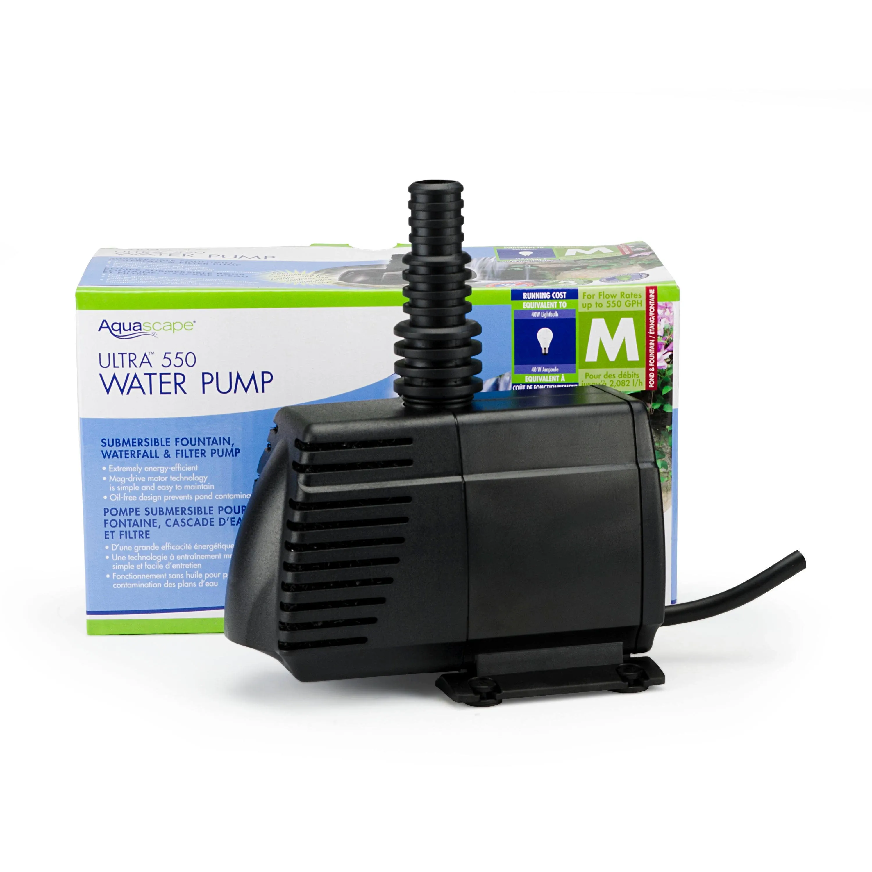 Aquascape 91006 Ultra Pump 550 for Small Ponds, Fountain, Waterfalls, and Filters, 528 GPH,Black