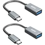 BENFEI USB C to USB 3.0 Adapter, 2 Pack USB C to A Male to Female Adapter Compatible with iPhone 15 Pro/Max, MacBook Pro/Air 2023, iMac, S23, XPS 17