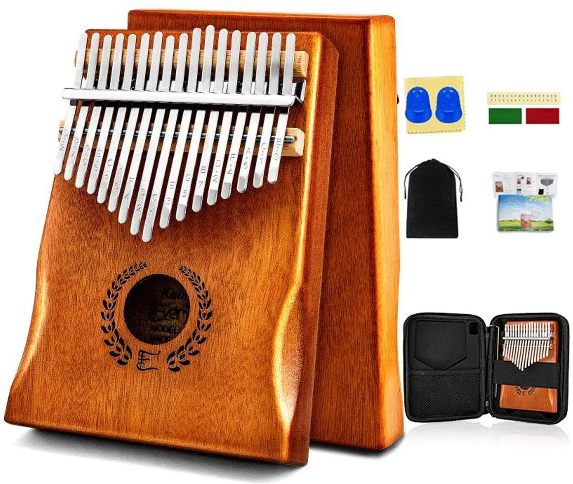 Everjoys Kalimba Thumb Piano 17 Keys, Portable Mbira Finger Piano W/Protective