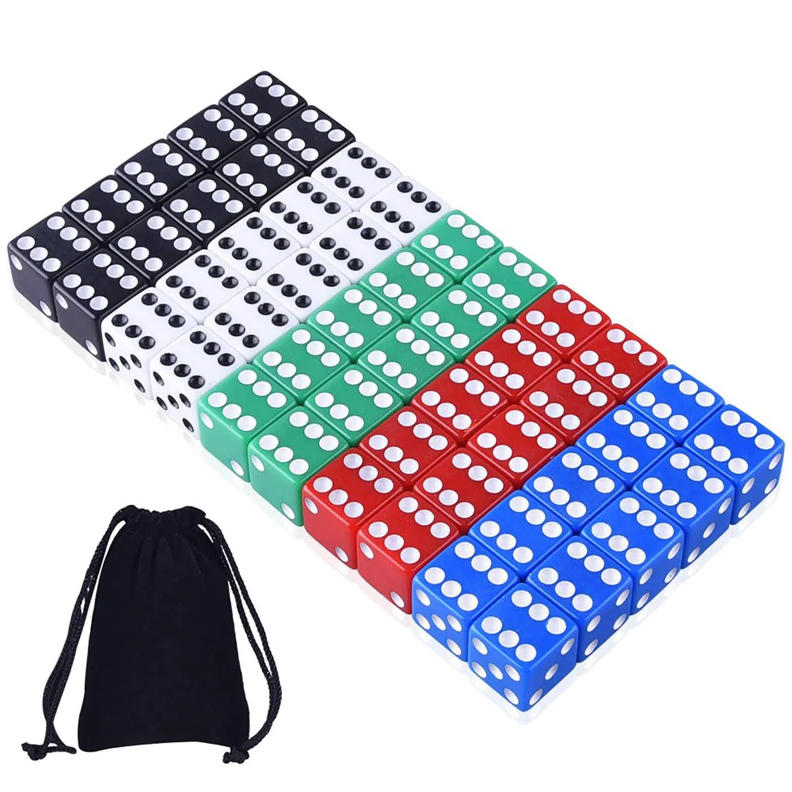 AUSTOR 50 Pieces Game Dice Set 5 Colors Square Corner Dice with Free Storage Bag ...