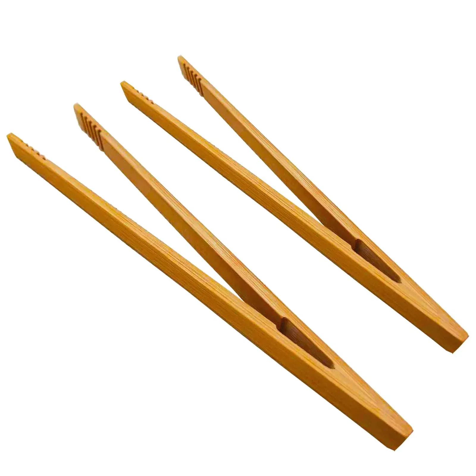 2 Pieces 100% Natural Bamboo Toast Tongs,10.2 Inches Long Tongs with 2 