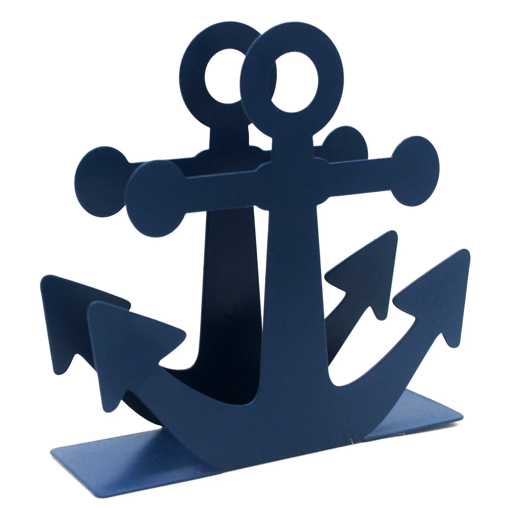 BetyHom Vintage Metal Nautical Anchor Napkin Holder BLUE